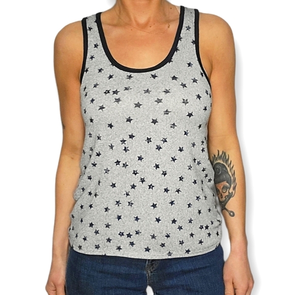 Lucky Brand Stars Tank Top Small Grey Blue - Picture 1 of 3
